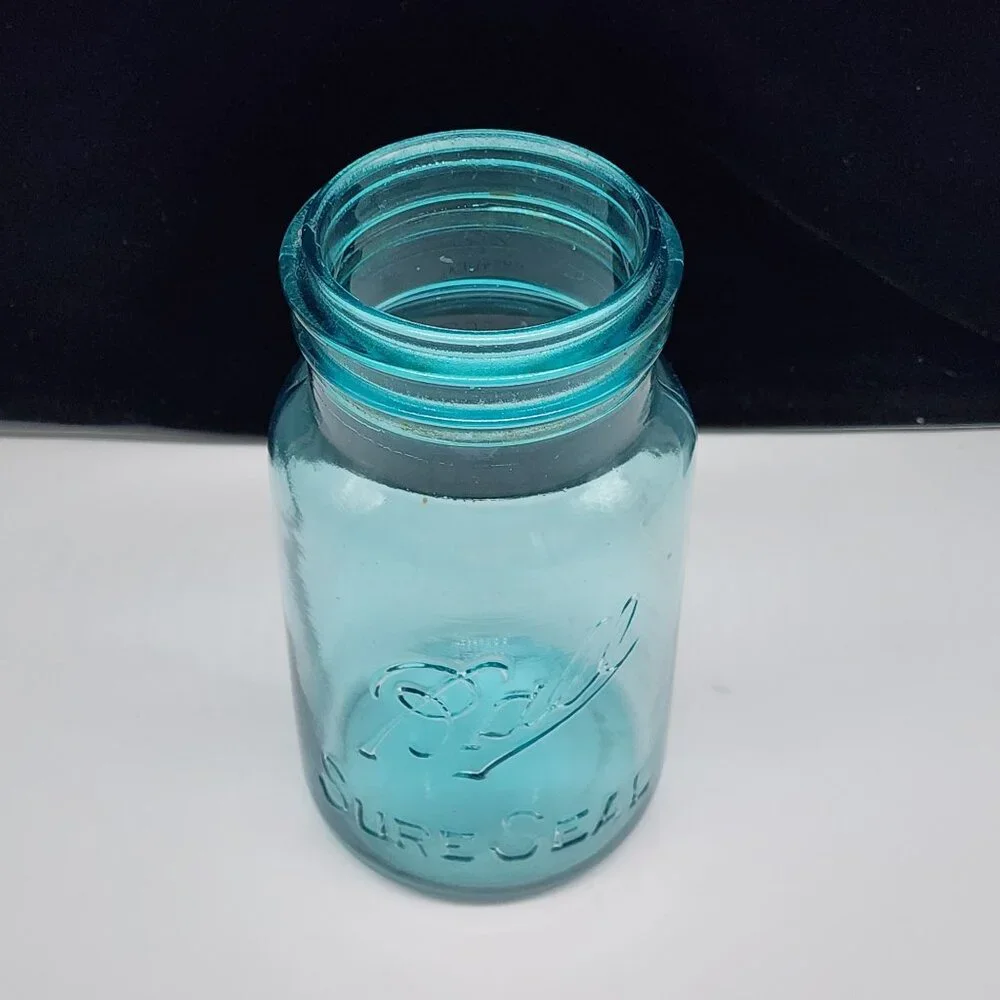Vintage Ball Blue Glass Sure Seal Mason Jar #10 Jar Only No Lid 7